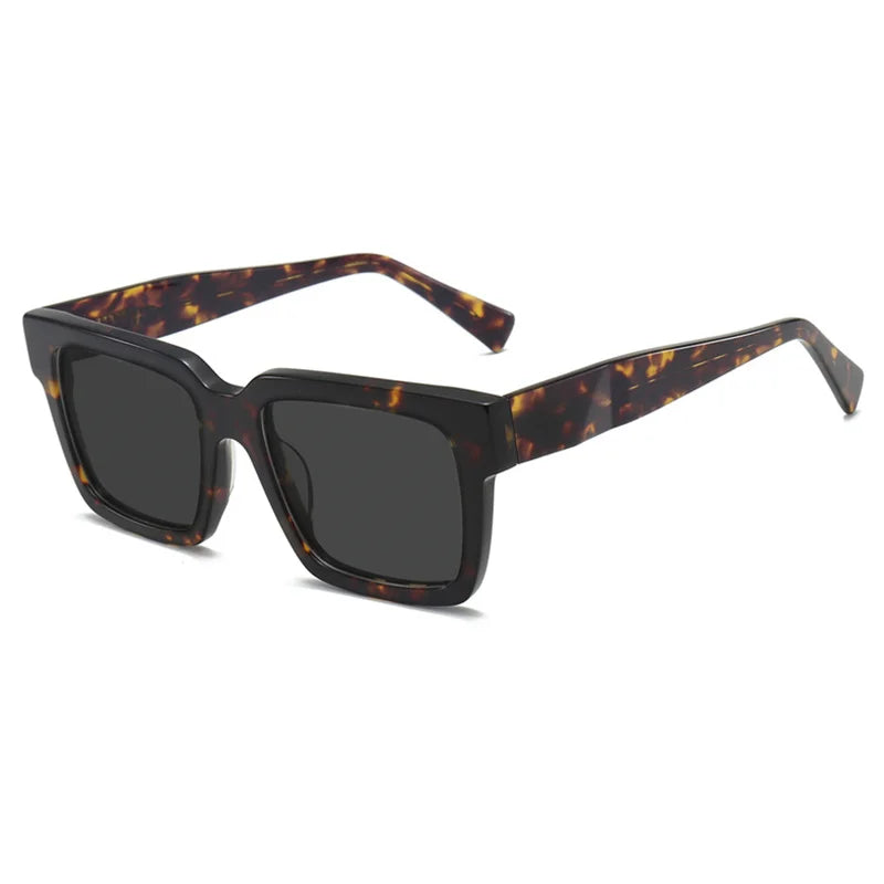 High Quality Thick Framed Acetate Fiber Myopia Sunglasses for Men and Women Luxury Square Design Driving and Fishing Sun Glasses