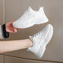 Sneakers Women  New Leather Chunky Sneakers Women's Sports Shoes Thick Tennis Vulcanized Shoes Basket Platform Shoes