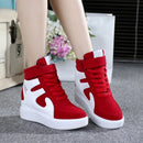 Red Sneakers Women 2024 New High Top Platform Casual Wedges Autumn Winter Female Black Internal Increase Vulcanize Shoes Lace-up