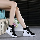 Red Sneakers Women 2024 New High Top Platform Casual Wedges Autumn Winter Female Black Internal Increase Vulcanize Shoes Lace-up