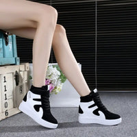 Red Sneakers Women 2024 New High Top Platform Casual Wedges Autumn Winter Female Black Internal Increase Vulcanize Shoes Lace-up