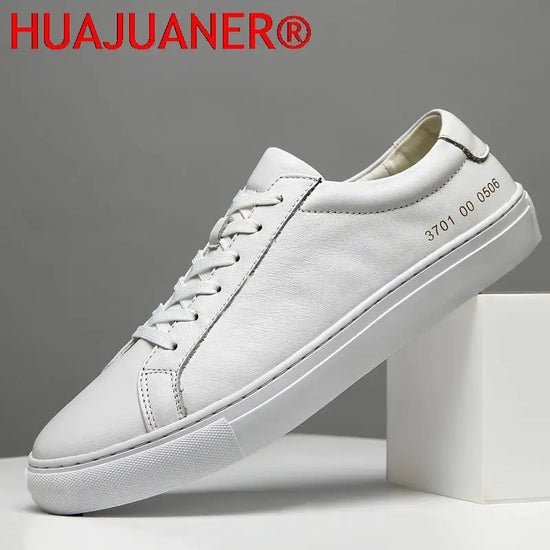 Mens Sneakers Genuine Leather Casual Outdoor Shoes Non-Slip Breathable Luxury Brand Footwear Top Quality Handmade White Shoe Men