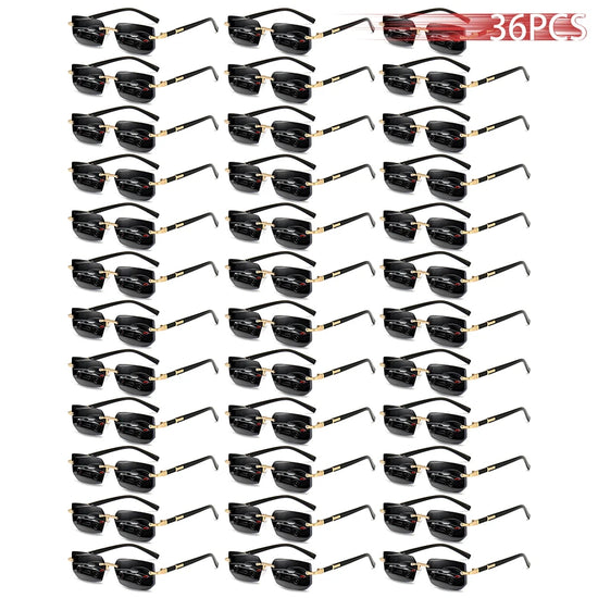 36PCS Rimless Sunglasses for Men and Women, Rectangle Gradient Lens, Metal Frame, Colored Lenses, Unisex Eyewear, Luxury Fashion