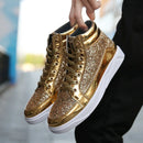 Hot Sale Man High Top Sneakers Luxury Glitter Men Ankle Boots Fashion Non-slip Casual Shoes High Quality Hip Hop Men Boots 2024