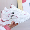 Women Sneakers Breath Thick Bottom Lightweight Sports Shoes 2025 New Lace-up Wedge Sneakers Women Comfortable Leisure Shoes