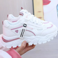 Women Sneakers Breath Thick Bottom Lightweight Sports Shoes 2025 New Lace-up Wedge Sneakers Women Comfortable Leisure Shoes