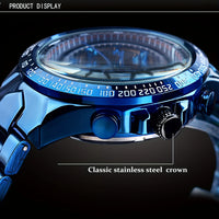 Fashion Men Automatic Mechanical Wristwatch Skeleton Dial Luminous Waterproof Stainless Steel Strap Watch Male Festival Gift